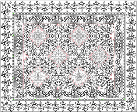 Quintuple Irish Chain quilting instructions and quilting plan for Statler Stitcher machines and other computerised machines